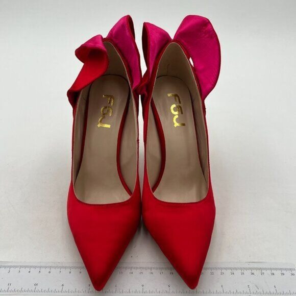 FSJ Women Bridal Pointed Toe Chunky Block High Heel Crystal Pumps Wedding - Picture 3 of 8